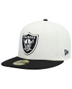  ニューエラ メンズ 帽子 アクセサリー Men's Cream and Black Las Vegas Raiders Chrome Collection 59FIFTY Fitted Hat Cream Black