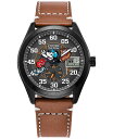 yz V`Y Y rv ANZT[ Eco-Drive Men's Disney Mickey Mouse Brown Leather Strap Watch 43mm Brown