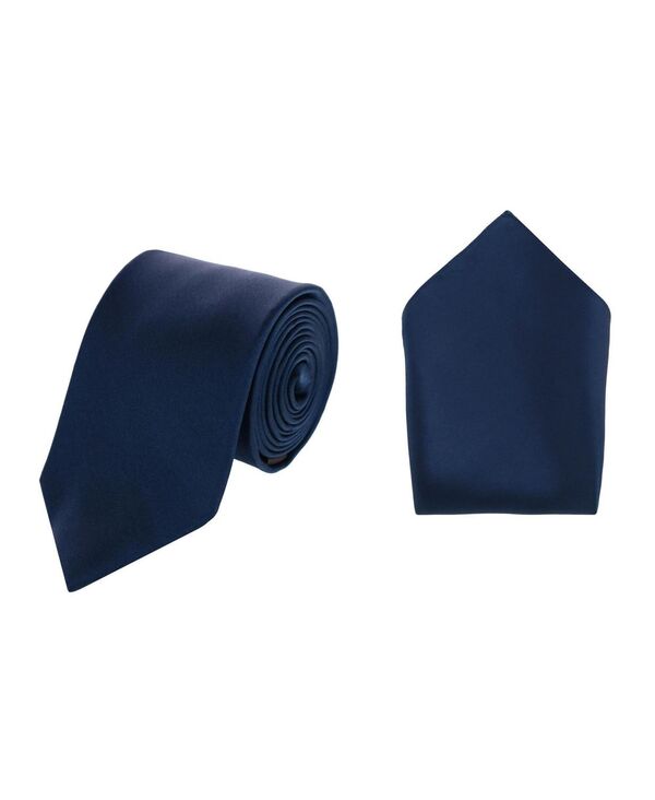 yz gt@K[ Y lN^C ANZT[ Men's Sutton Solid Color Silk Necktie and Pocket Square Combo Navy