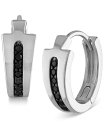 【送料無料】 ブロバ メンズ 腕時計 アクセサリー Men's Icon Black Diamond (1/6 ct. t.w.) Hoop Earrings in Sterling Silver Na