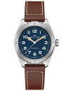 yz n~g Y rv ANZT[ Men's Swiss Automatic Khaki Field Expedition Brown Leather Strap Watch 41mm Brown