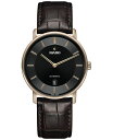 yz h Y rv ANZT[ Men's Swiss Automatic DiaMaster Thinline Brown Leather Strap Watch 41mm Black