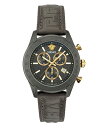 yz FT[` Y rv ANZT[ Men's Swiss Chronograph Gray Leather Strap Watch 44mm Gun