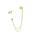 【送料無料】 ブリング メンズ ピアス イヤリング アクセサリー Geometric Cartilage Plain Band With Chain Ear Warp Cuff CZ Stud Ear Lobe Earring For Women Men Yellow Gold Plated.925 Sterling Silver Gold-tone