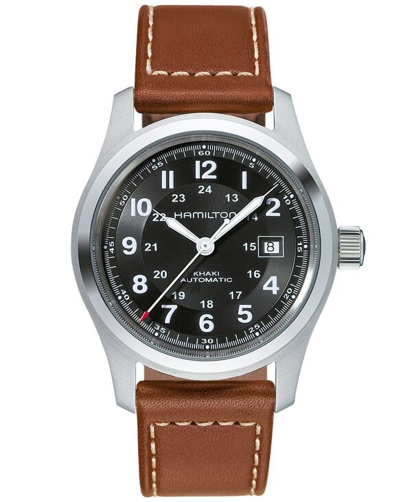 ReVida ŷԾŹ㤨֥ϥߥȥ  ꡼ ӻ 쥶 Hamilton Men's Swiss Automatic Khaki Field Brown Leather Strap Watch 42mm H70555533 No Color פβǤʤ207,800ߤˤʤޤ