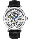 yz XgD[O Y rv ANZT[ Men's Black Alligator Embossed Genuine Leather Strap Watch 42mm Silver