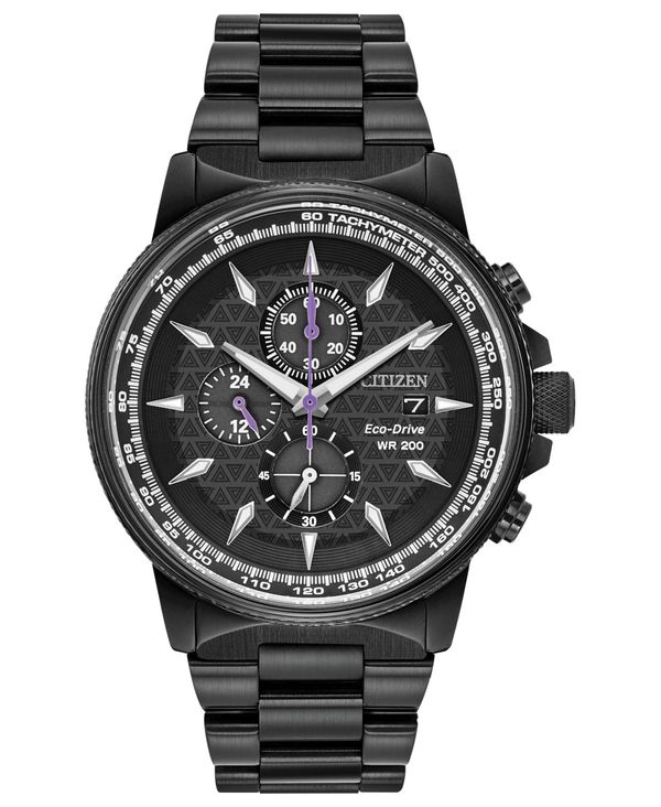   ӻ ꡼ Eco-Drive Men's Black Panther Chronograph Black Bracelet Watch 42mm Black