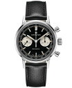 yz n~g Y rv ANZT[ Men's Swiss Intra-Matic Chronograph H Black Leather Strap Watch 40mm Black