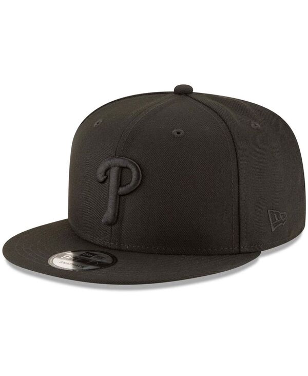【送料無料】 ニューエラ メンズ 帽子 アクセサリー Men's Black Philadelphia Phillies Black on Black 9FIFTY Team Snapback Adjustable Hat Black