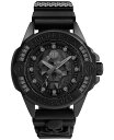 yz tBbvvC Y rv ANZT[ Men's The $kull Black Silicone Strap Watch 41mm Ip Black