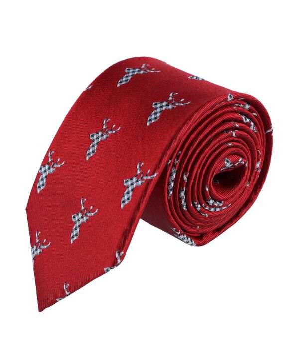 yz gt@K[ Y lN^C ANZT[ Comet the Reindeer Novelty Silk Necktie Red