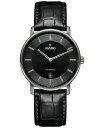 yz h Y rv ANZT[ Men's Swiss Automatic DiaMaster Thinline Black Leather Strap Watch 41mm Black