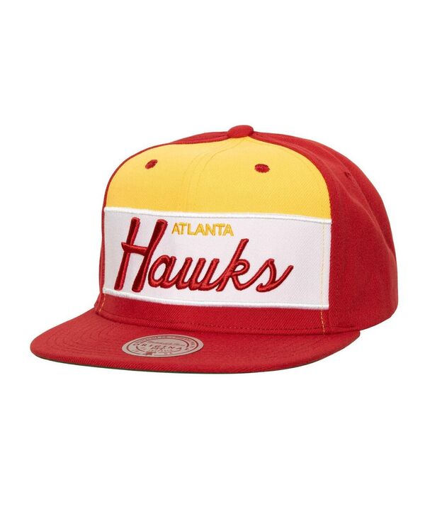 ミッチェル＆ネス 【送料無料】 ミッチェル&ネス メンズ 帽子 アクセサリー Men's White Red Atlanta Hawks Retro Sport Colorblock Script Snapback Hat White Red