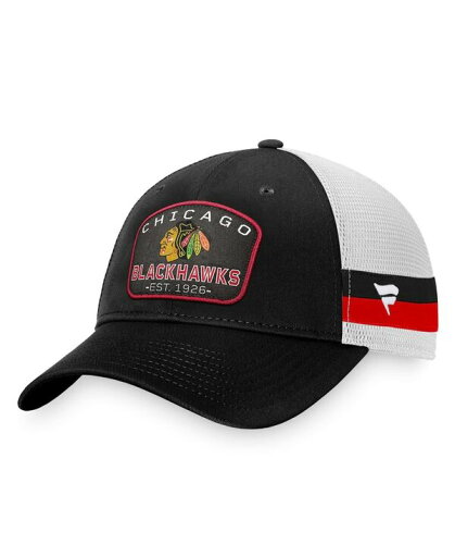 【送料無料】 ファナティクス メンズ 帽子 アクセサリー Men's Black White Chicago Blackhawks Fundamental Striped Trucker Adjustable Hat Black White 【送料無料】 ファナティクス メンズ 帽子 アクセサリー Men's Black White Chicago Blackhawks Fundamental Striped Trucker Adjustable Hat Black White
