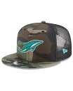 【送料無料】 ニューエラ メンズ 帽子 アクセサリー Men 039 s Miami Dolphins NFL Woodland Camo 9FIFTY Snapback Adjustable Trucker Hat Camo