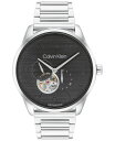 【送料無料】 カルバンクライン メンズ 腕時計 アクセサリー Men's Automatic Silver Stainless Steel Bracelet Watch 44mm Silver