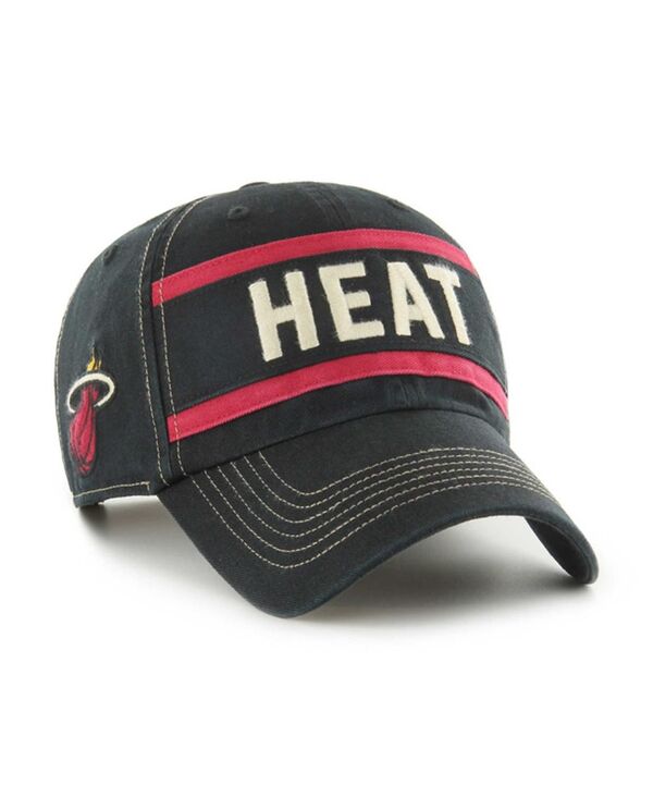 【送料無料】 47ブランド メンズ 帽子 アクセサリー Men's Black Distressed Miami Heat Quick Snap Clean Up Adjustable Hat Black