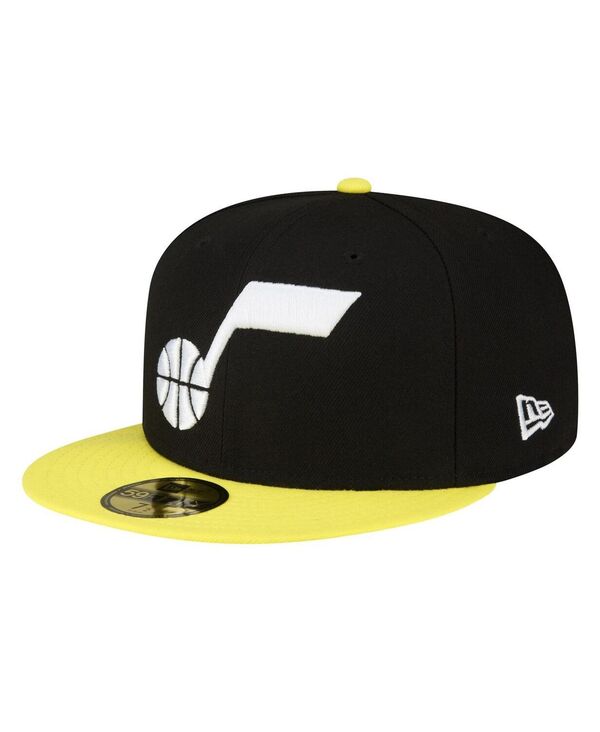 ̵ ˥塼  ˹ ꡼ Men's Black Yellow Utah Jazz 2-Tone 59FIFTY Fitted Hat Black Yellow