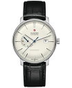 yz h Y rv ANZT[ Men's Coupole Classic Automatic Black Leather Strap Watch 41mm White