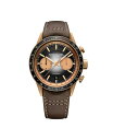 yz Ch EB Y rv ANZT[ Men's Swiss Automatic Chronograph Freelancer Brown Leather Strap Watch 44mm Black