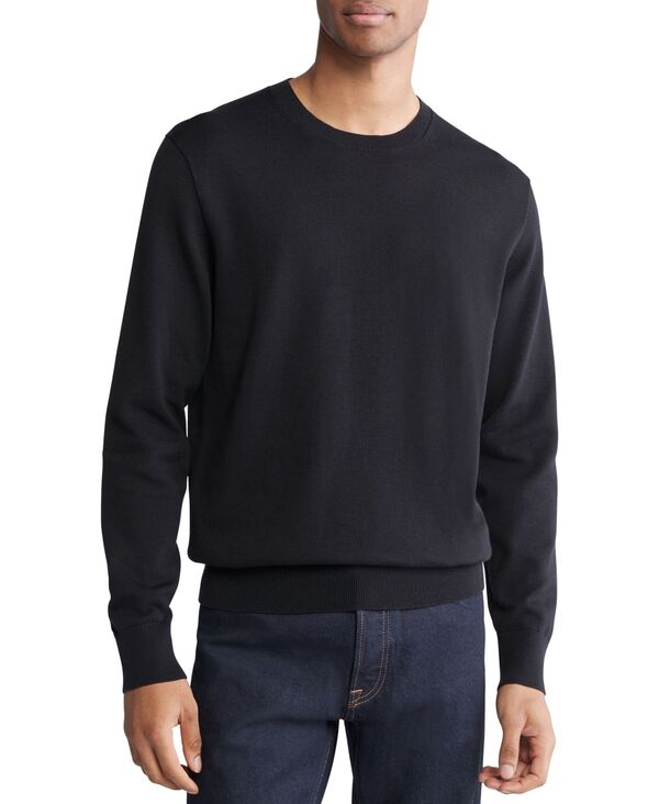 【送料無料】 カルバンクライン メンズ ニット・セーター アウター Men's Long Sleeve Supima Cotton Crewneck Sweater Black