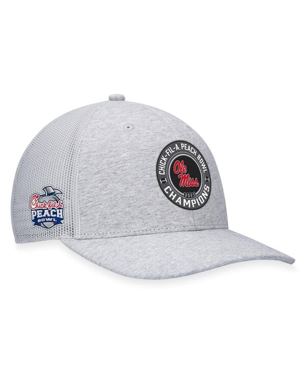 【送料無料】 トップオブザワールド メンズ 帽子 アクセサリー Men's Heather Gray Ole Miss Rebels 2023 Peach Bowl Champions Trucker Adjustable Hat Heather Gray