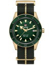 yz h Y rv ANZT[ Men's Swiss Automatic Captain Cook Green NATO Strap Watch 42mm No Color