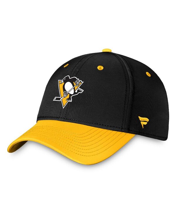 【送料無料】 ファナティクス メンズ 帽子 アクセサリー Men's Black Gold Pittsburgh Penguins Authentic Pro Rink Two-Tone Flex Hat Black Gold