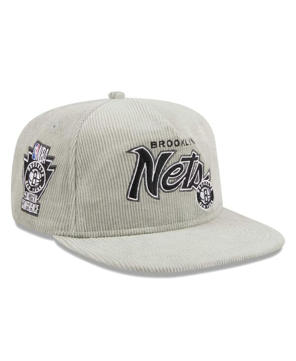 【送料無料】 ニューエラ メンズ 帽子 アクセサリー Men's Gray Brooklyn Nets The Golfer Corduroy 9FIFTY Snapback Hat Gray