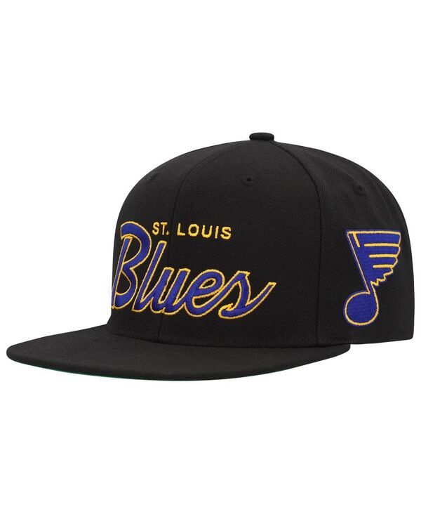 ミッチェル＆ネス 【送料無料】 ミッチェル&ネス メンズ 帽子 アクセサリー Men's Black St. Louis Blues Core Team Script 2.0 Snapback Hat Black