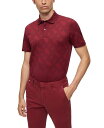 ヒューゴ・ボス ポロシャツ メンズ 【送料無料】 ヒューゴボス メンズ ポロシャツ トップス Men's Monogram Jacquard Regular-Fit Polo Shirt Dark Red