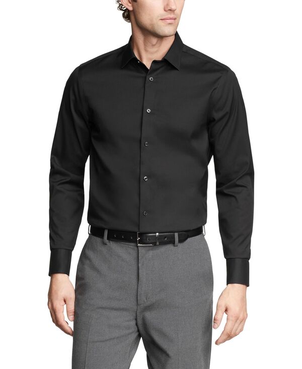 カルバン・クライン 【送料無料】 カルバンクライン メンズ シャツ トップス Men's Refined Cotton Stretch Regular Fit Dress Shirt BLACK