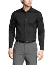 【送料無料】 カルバンクライン メンズ シャツ トップス Men's Refined Cotton Stretch Regular Fit Dress Shirt BLACK