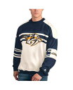 【送料無料】 スターター メンズ パーカー・スウェット アウター Men's White Nashville Predators Defense Fleece Crewneck Pullover Sweatshirt White(4)