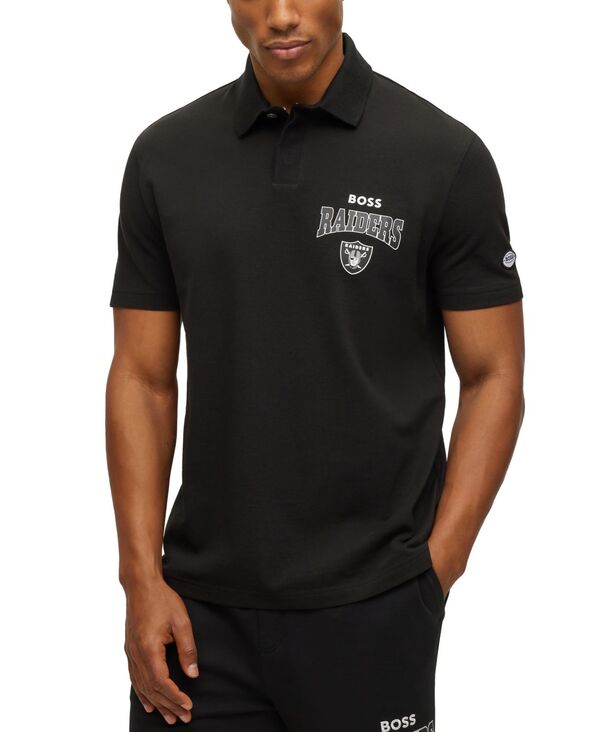 ヒューゴ・ボス ポロシャツ メンズ 【送料無料】 ヒューゴボス メンズ ポロシャツ トップス BOSS by Hugo Boss x NFL Men's Polo Shirt Collection Las Vegas Raiders - Black