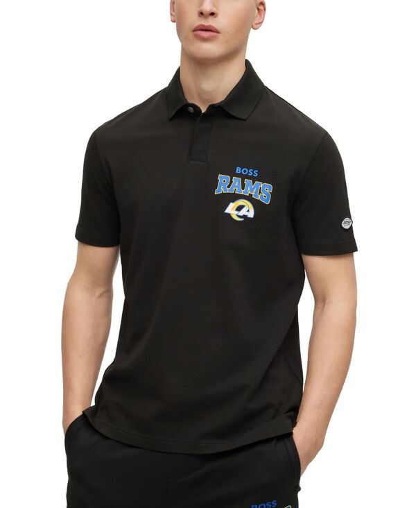 ヒューゴ・ボス ポロシャツ メンズ 【送料無料】 ヒューゴボス メンズ ポロシャツ トップス BOSS by Hugo Boss x NFL Men's Polo Shirt Collection Los Angeles Rams - Black