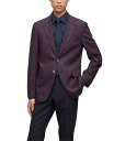 ヒューゴ・ボス コート メンズ 【送料無料】 ヒューゴボス メンズ ジャケット・ブルゾン アウター Men's Micro-Pattern Stretch Slim-Fit Jacket Dark Red