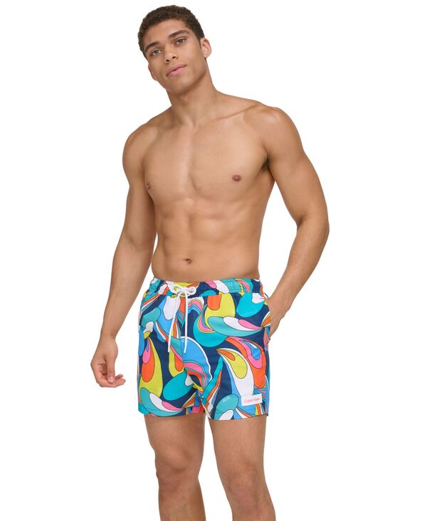 【送料無料】 カルバンクライン メンズ ハーフパンツ・ショーツ 水着 Men's Modern Euro 5" Volley Swim Trunks Abstract