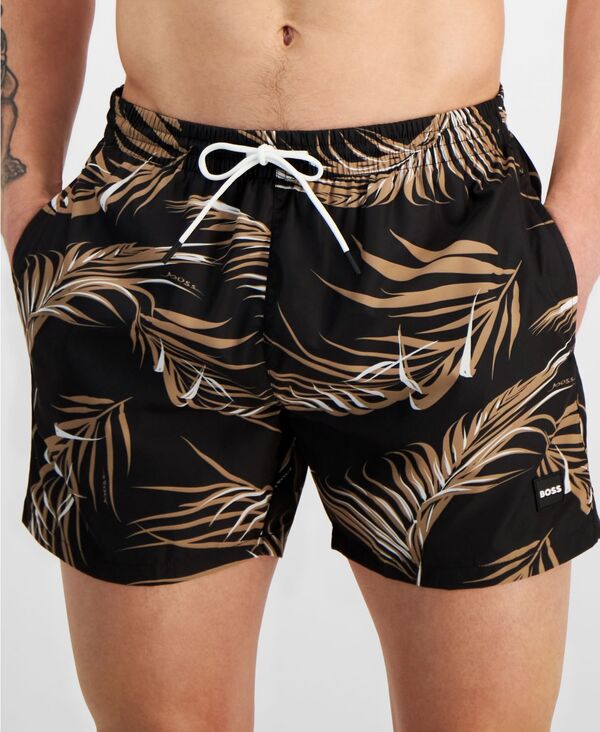 【送料無料】 ヒューゴボス メンズ ハーフパンツ・ショーツ 水着 BOSS by Men's Piranha Drawstring 5.3" Swim Trunks Medium Beige
