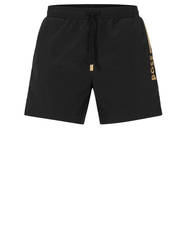 【送料無料】 ヒューゴボス メンズ ハーフパンツ・ショーツ 水着 Men's Metallic Logo Quick-Drying Swim Shorts Black