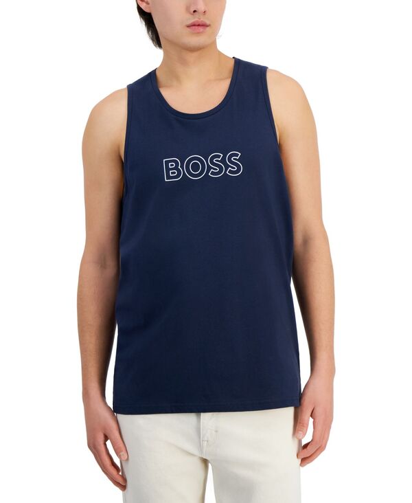 【送料無料】 ヒューゴボス メンズ タンクトップ トップス Men's Beach Logo Tank Top Navy Blue 1