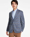 yz o[X[ Y WPbgEu] AE^[ Men's Plaid Knit Slim-Fit Sport Coat Blue Tan