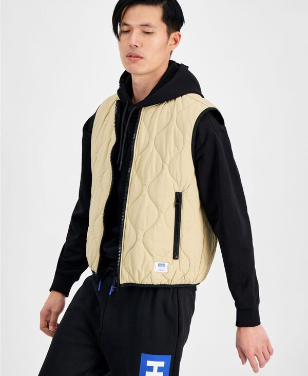 【送料無料】 フューゴ メンズ ベスト ダウンベスト アウター Men 039 s Slim-Fit Quilted Water-Repellent Full-Zip Puffer Vest Medium Beige