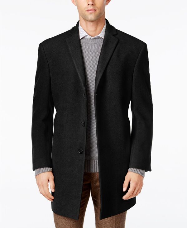  カルバンクライン メンズ ジャケット・ブルゾン アウター Men's Prosper Wool-Blend Slim Fit Overcoat Black