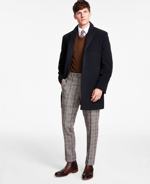  カルバンクライン メンズ ジャケット・ブルゾン アウター Men's Prosper Wool-Blend Slim Fit Overcoat Dark Grey