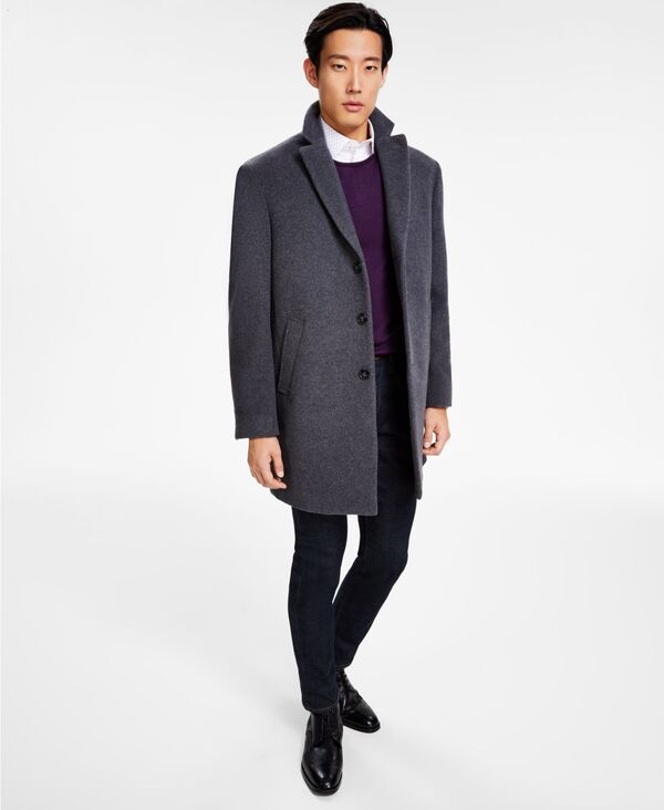  カルバンクライン メンズ ジャケット・ブルゾン アウター Men's Prosper Wool-Blend Slim Fit Overcoat Medium Grey