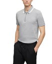 ヒューゴ・ボス ポロシャツ メンズ 【送料無料】 ヒューゴボス メンズ ポロシャツ トップス Men's Slim-Fit Zip-Neck Polo Shirt Silver