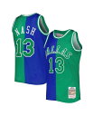 【送料無料】 ミッチェル&ネス メンズ シャツ トップス Men's Steve Nash Blue and Green Dallas Mavericks Hardwood Classics 1998-99 Split Swingman Jersey Blue Green(4)