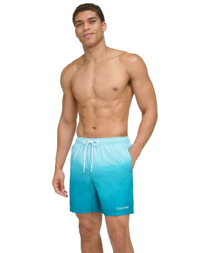 【送料無料】 カルバンクライン メンズ ハーフパンツ・ショーツ 水着 Men's Gradient Striped 7" Volley Swim Trunks Atlantis 【送料無料】 カルバンクライン メンズ ハーフパンツ・ショーツ 水着 Men's Gradient Striped 7" Volley Swim Trunks Atlantis