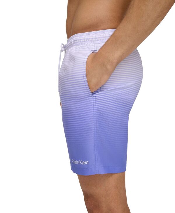 【送料無料】 カルバンクライン メンズ ハーフパンツ・ショーツ 水着 Men's Gradient Striped 7" Volley Swim Trunks Periwinkle